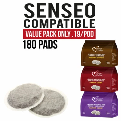 ITALIAN COFFEE® 180 Pods Senseo compatible Italian Coffee VALUE PACK $0.2/pad and Free Shipping