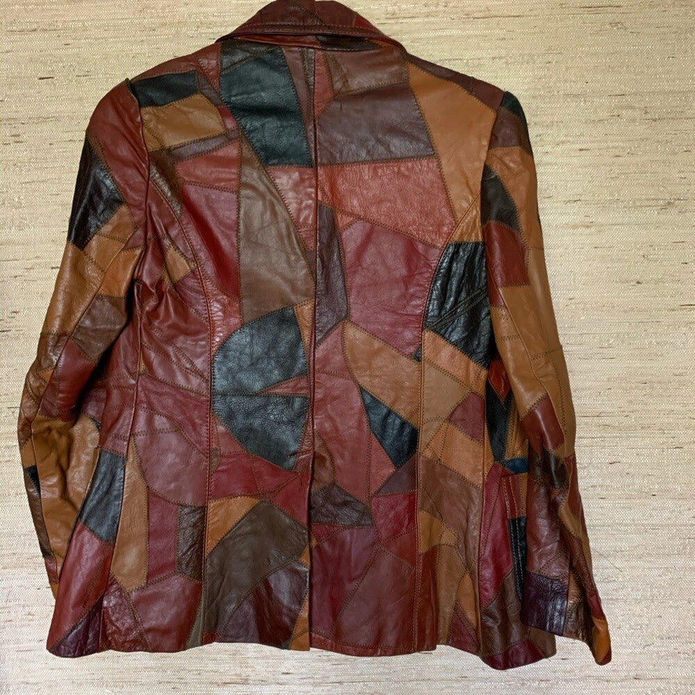 ジャケット・アウター grunge patchwork leather jacket brown 1980s Patchwork Leather Jacket Free Shipping - The Vintage Twin