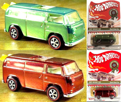 2x HOT WHEELS RLC VW T2 REDLINE BEACH BOMB TOO GREEN+RED #3915 & #2636 of 10000