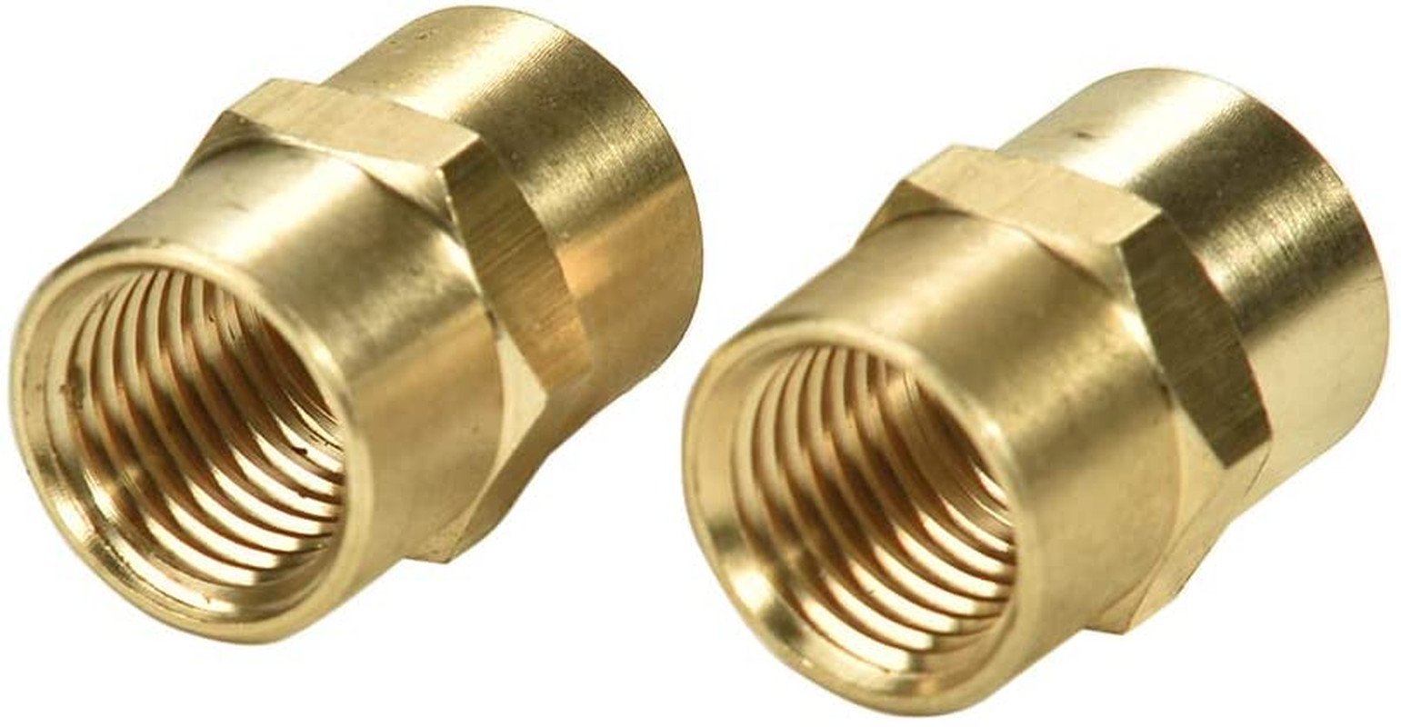 2 Pack 1/4" X 1/4" NPT Coupler, Brass Female Pipe Fitting (1/4" X 1/4" NPT Femal