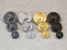Metallknöpfe Wappen für Uniform, Jacke und Mantel 13 / 18 / 23 mm Knopf mit Öse