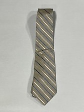 Mens Giorgio Cosani Beige Striped Tie Pure Silk NEW