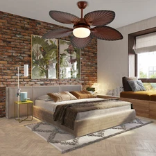 42" Tropical Palm Leaf Shape Ceiling Fan Light with Remote Control 3Color Change
