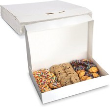 MT Products White Cookie Boxes - 12" x 8" x 2.5" Bakery Boxes - Pack 15