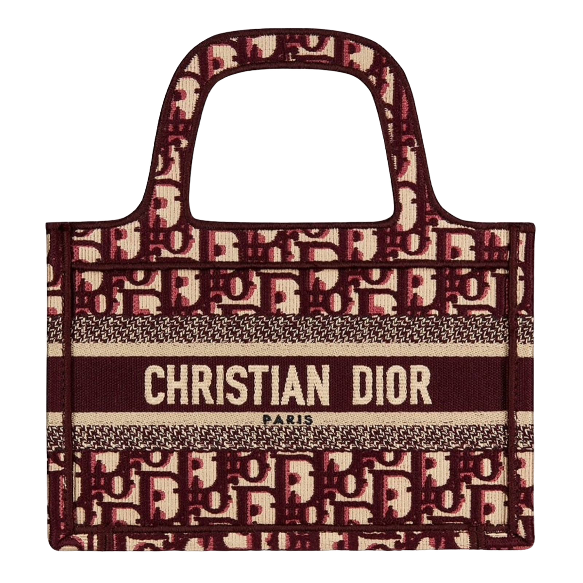 Christian Dior ミニバッグ Christian Dior Oblique Burgundy Red Embroidered Canvas Mini