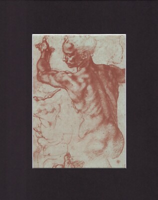 8X10 Black Matted Painting Print Art Picture: Michelangelo Buonarroti, Study Syb