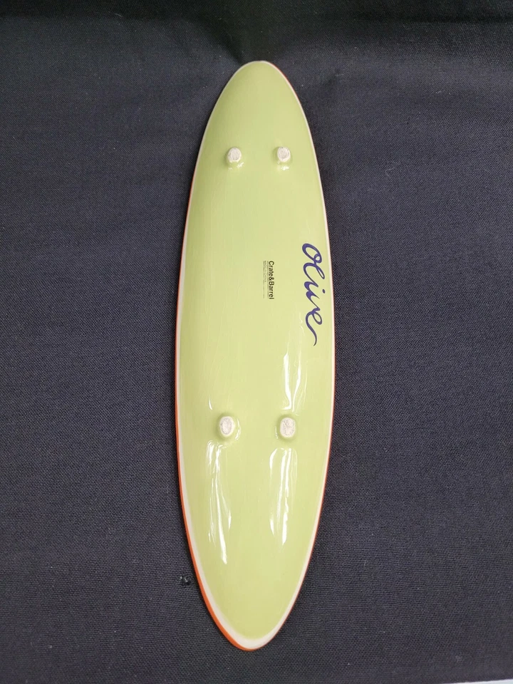 Crate & Barrel Porcelain Olive Boat Tray Appetizers Cheese Crackers 16 1/4" x 4" - Image 3 of 4