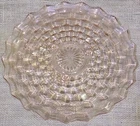 1930s Art Deco Pink Cubist Modern Jeannette Glass Footed Cake Tray 12.5" Round