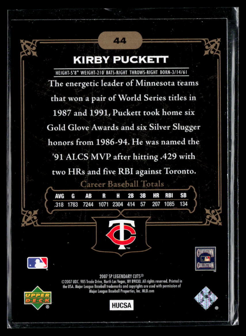 Kirby Puckett 2007 SP Legendary Cuts #44 | eBay