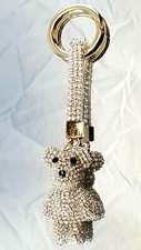 RHINESTONE BLING BEAR WITH EYES  STRAP Keychain Bag Charm Keyring