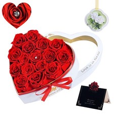Flowers Forever in a Box 16 Preserved Roses in White Velvet BoxFlowers for De...