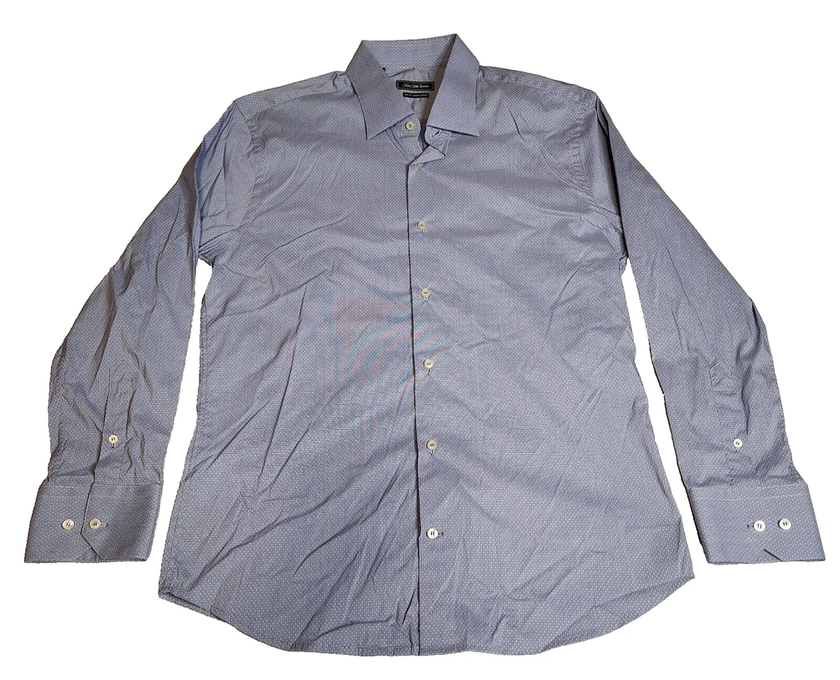 saks off fifth mens dress shirts Saks Fifth Avenue Dress Shirt Mens 16 White/Gray Striped Cotton Collar Button Up