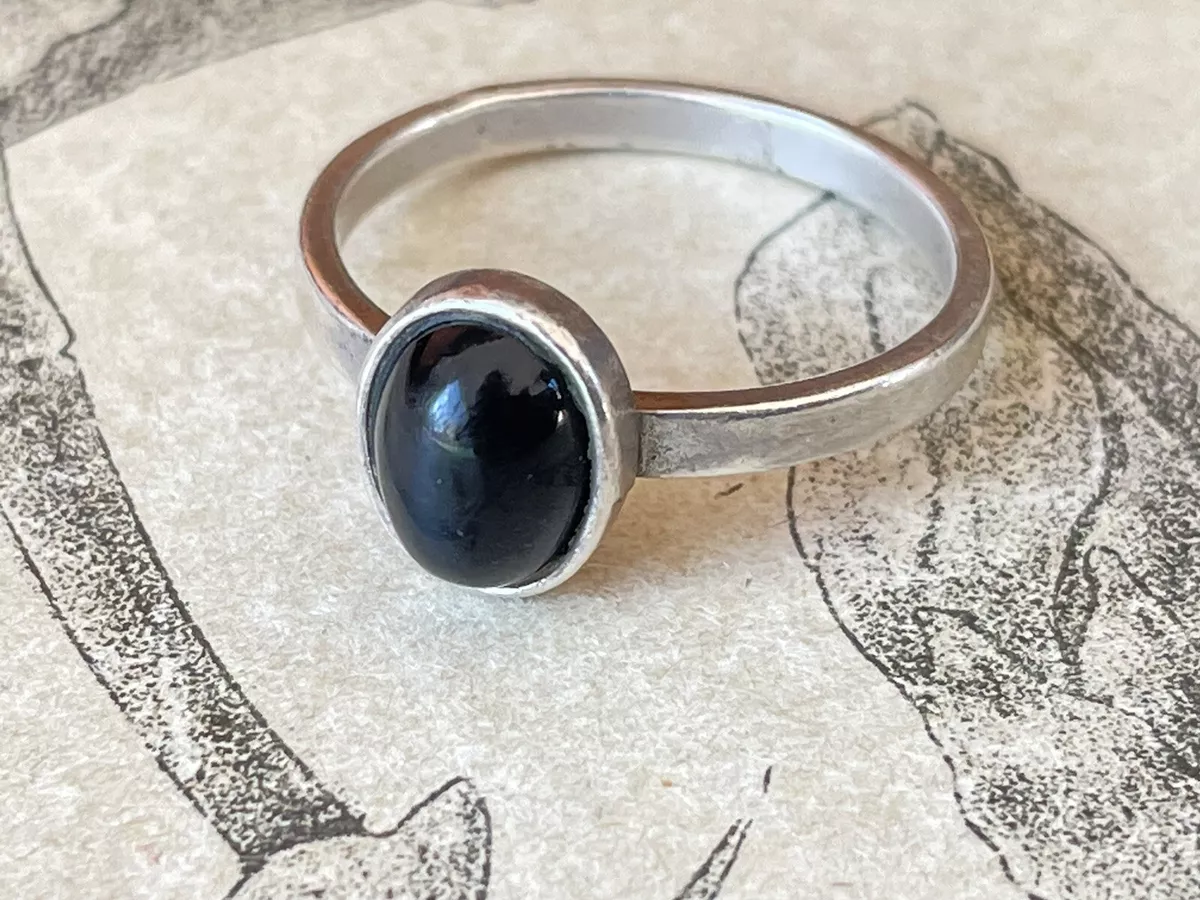 Bague argent avec pierre noire new arrivals