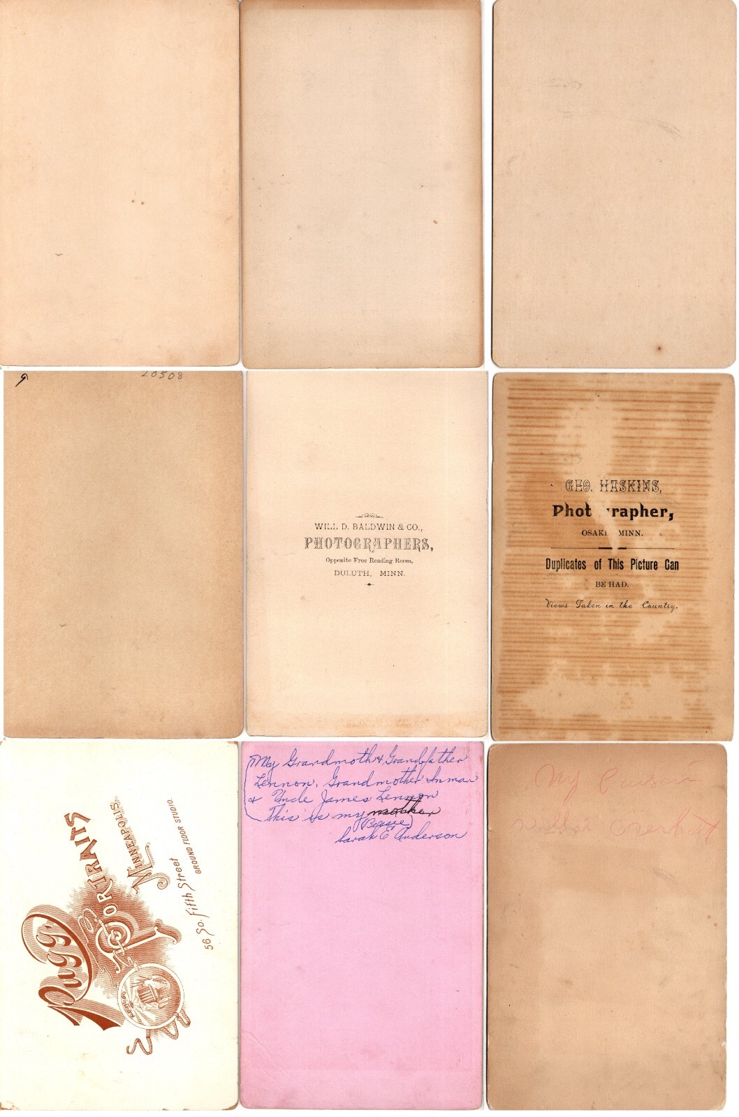 188090s Cards Osakis & Minneapolis & Duluth & Fergus Falls