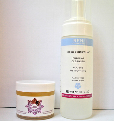 REN Moroccan Rose Otto Sugar Polish & Rosa Centifolia Foaming Cleanser Lot HTF