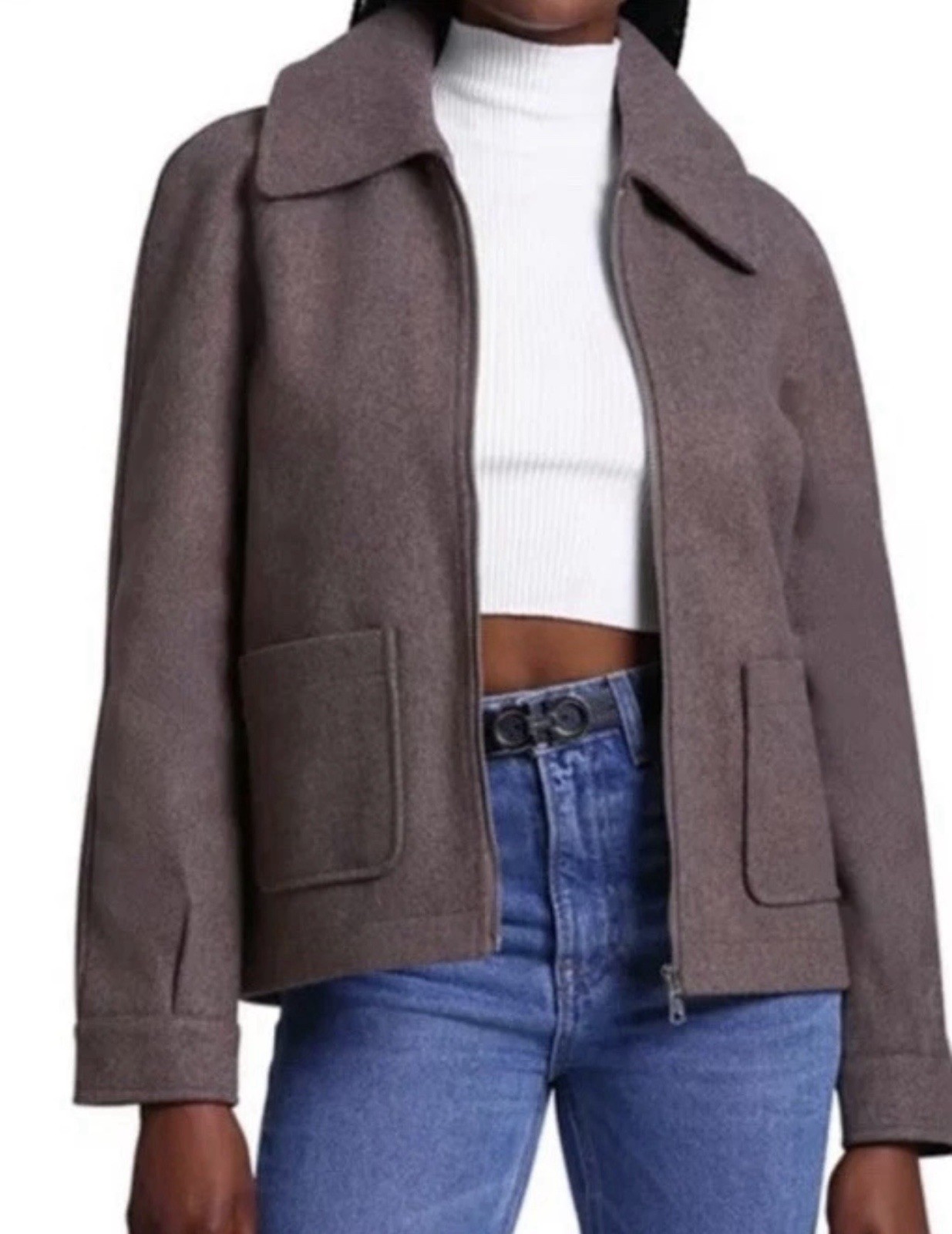 Bagatelle Women’s Cropped Jacket XL Brown Full Zip Lightweight Blazer Style