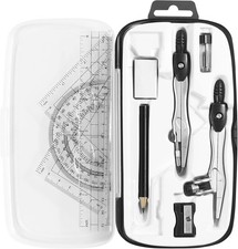 Black, Compass Set, Math Geometry Kit Sets 10 Piece Student Supplies