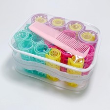 MOODKEY Plastic Hair Rollers Set - 30PCS Heatless Snap-On Self-Grip Pink