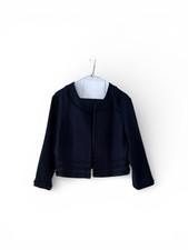 Karl Lagerfeld Paris Corpcore Professional Navy Cropped Fringe Blazer, Size L