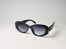 Black Oval Cat Eye Sunglasses for Women Retro Luxury Shades Vintage Designer