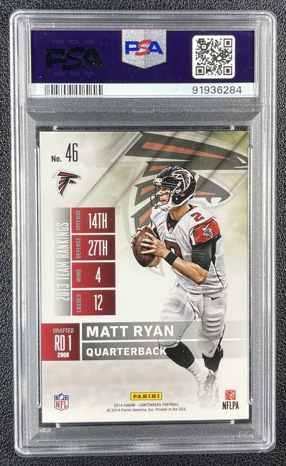 1/1 MATT RYAN PSA 8 2014 PANINI CONTENDERS #46 SUPER BOWL TICKET 1/1 FALCONS view 2