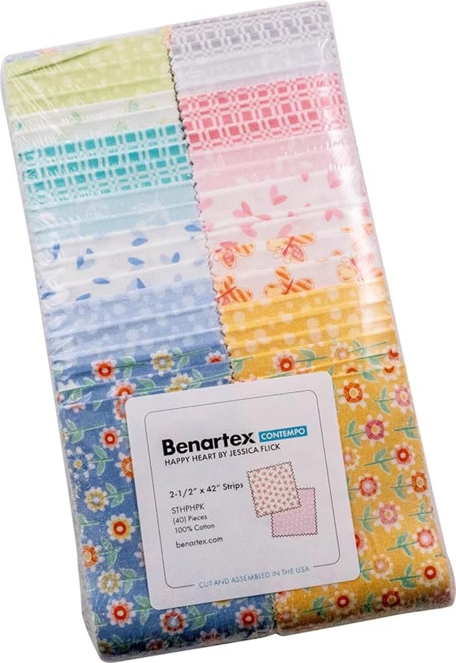 Rollo de gelatina Precortado Benartex 40 2.5" Tiras Happy Heart Primavera Bebé 100% Algodón Foto 4 de 4