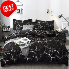 Black Marble Comforter Set Full Queen Reversible Soft Lightweight 3Pc Bedding US
