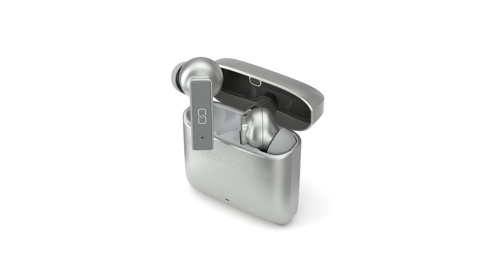 Ledwood Titan Earphones in Sterling Silver - Wireless Bluetooth 5.1, All-Day Bat