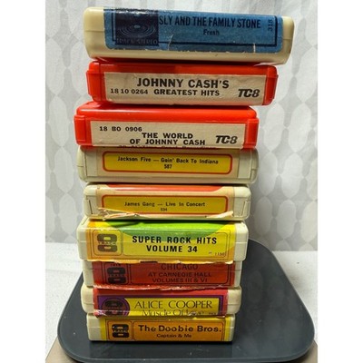 Lot of  9 Vintage 8 Track Tapes Johnny Cash Alice Cooper Doobie Brothers