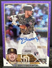 Matthew Batten 2023 Topps Chrome RC Auto Purple Speckle /299 RA-MBA Padres