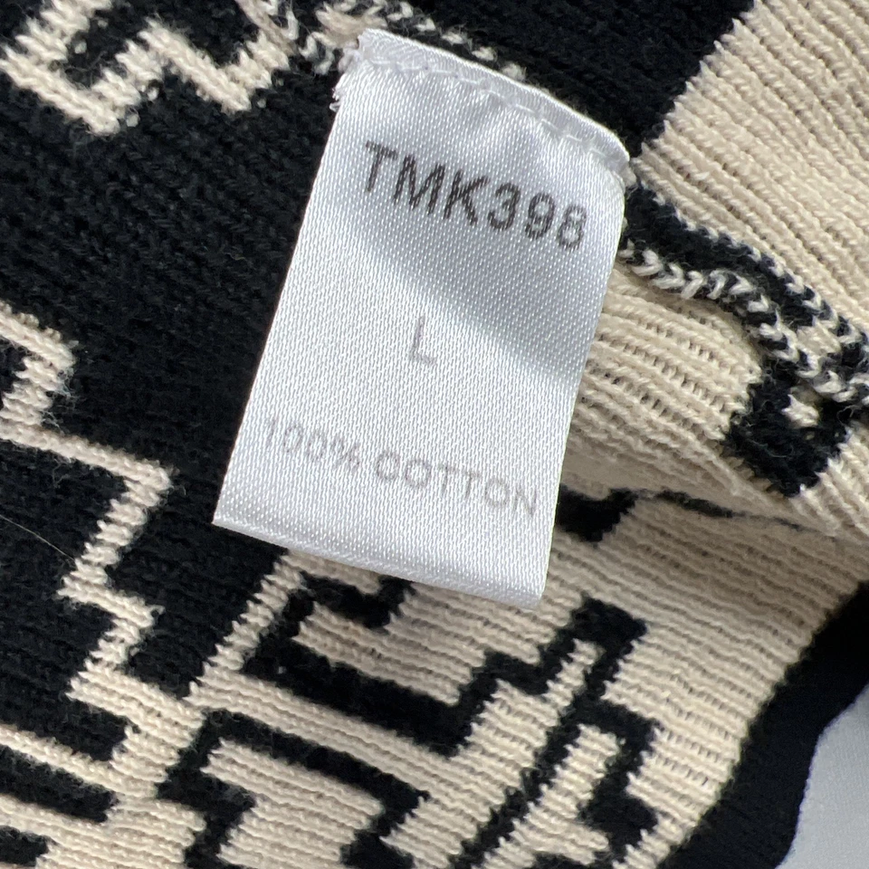 Cardigã THML frente aberta cachoeira tamanho grande espanador asteca preto marfim - Imagem 4 de 4