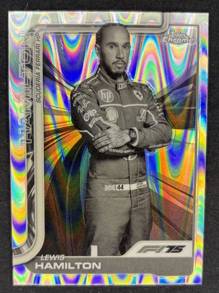 Lewis Hamilton F1 Black White RayWave Refractor 2025 Topps Chrome Formula 1 #4