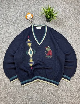 Gran Sasso Vintage Golf Strick Pullover Made In Italy 100% Wolle