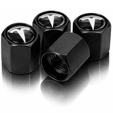TACTILIAN Car Tire Valve Stem Caps 4 Pack, Black and White Tesla