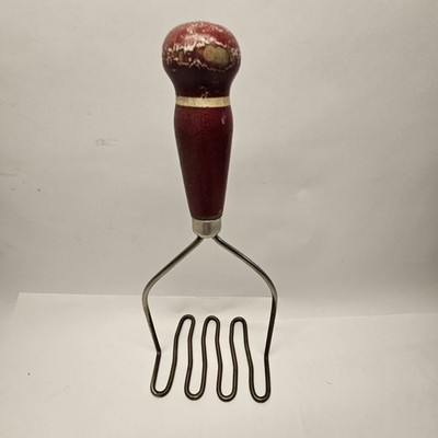 Vintage Metal Potato Masher With Red Painted Wood Handle 