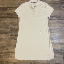Tommy Hilfiger Polo Knit Dress Womens XL NWT Neutral Preppy Casual Tan Khaki New