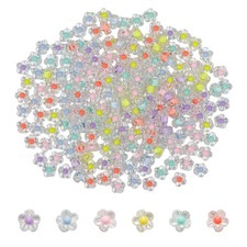 NoxWisp 210 Pcs Mix Candy Colors Acrylic Flower Beads, Bead Charms Transparen...