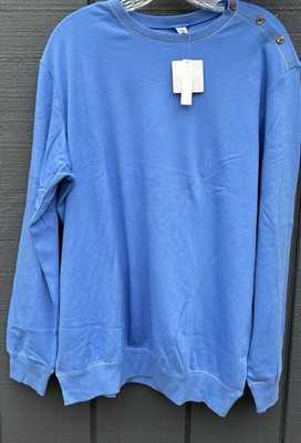Calida Mens Basic Cotton T Shirt Long Sleeve Blue Sz M NWT