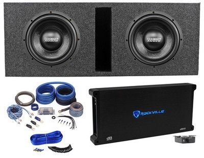 2 Sundown Audio SA-10 D2 Classic 10'' 1000w Subwoofers+Vented Box+Amplifier+Wires