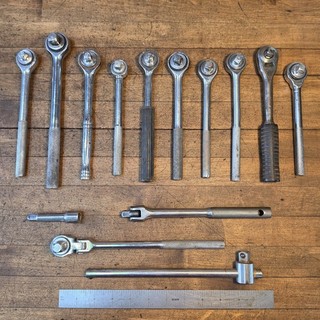 Vintage Mechanic Tool Lot Socket Tools • SWIVEL Offset RATCHETS EXTENSIONS ☆US/I