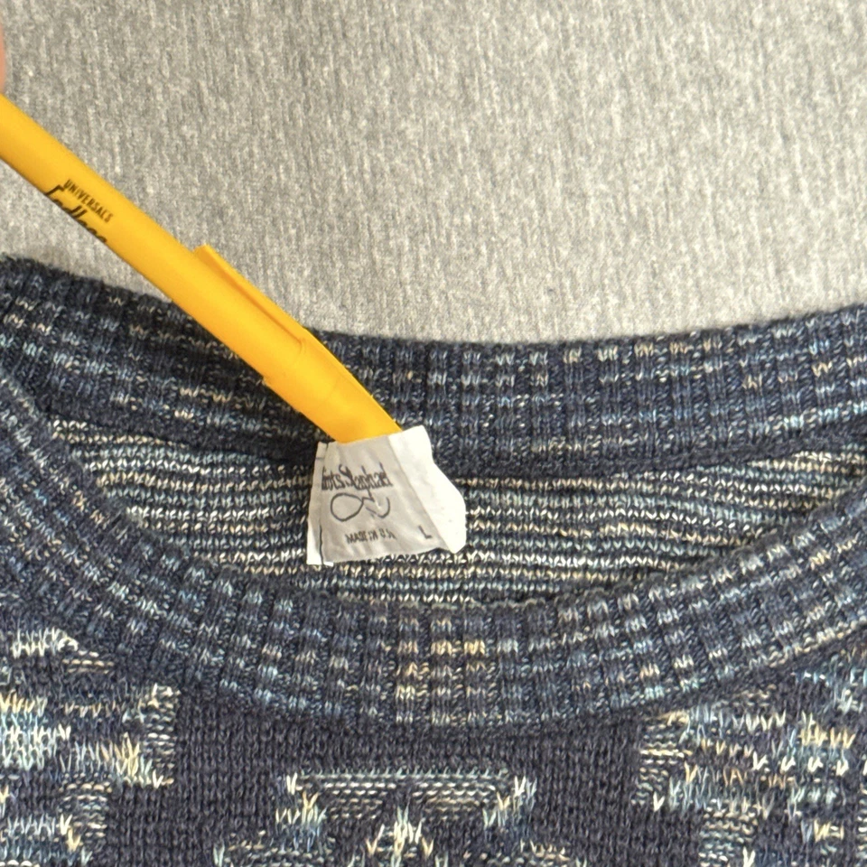 Vintage Tricots St Raphael Wool Sweater Mens Large Geometric 3D Knit Made In USA - Image 2 of 4