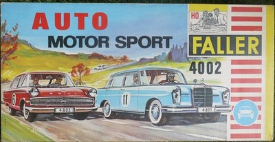 Faller AMS Auto Motor Sport 4002 HO Scale Slot Car Set Missing 1 car 1965 in Box