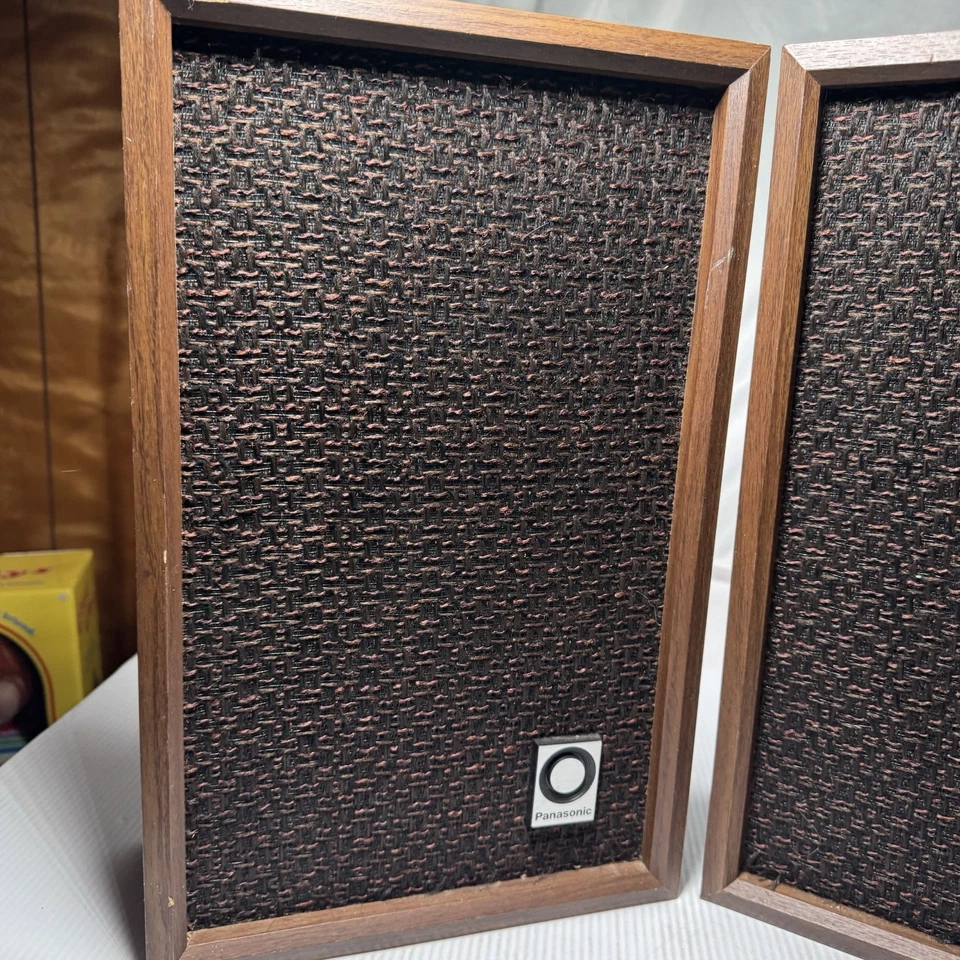 Vintage Panasonic Speakers Veneer Wood 70s Retro Working 16.5” Tall Speakers #2 - Image 2 of 4