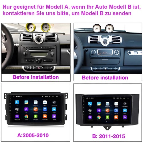 Autoradio GPS Navi 9" 2G+64G Carplay pour Smart Fortwo 451 2005-2010 Android 15.0 - Photo 4/22