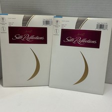 Hanes Pantyhose Silk Reflections Silky Sheer Clay Gray Sz EF Lot Of 2 717 Vtg