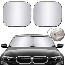 Windshield Sun Shade 2pcs with Bonus Car Sunshade for Front Standard Silver
