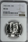 1965 SMS Kennedy Half Dollar : NGC MS66  Blazing White