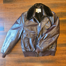Grais Brown Angel Skin Nappa Leather USA Made Bomber Jacket Men's 40 Vintage