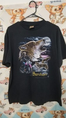 Vintage Harley Davidson 1992 3D Emblem Survivors Wolf T Shirt Single Stitch XL