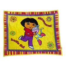 Dora The Explorer Boots Nickelodeon Blanket Fleece Yellow 39"L x 50"W
